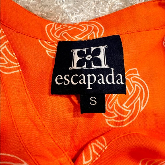 Escapada Orange & White Tie Waist Dress Sz S - Picture 4 of 10